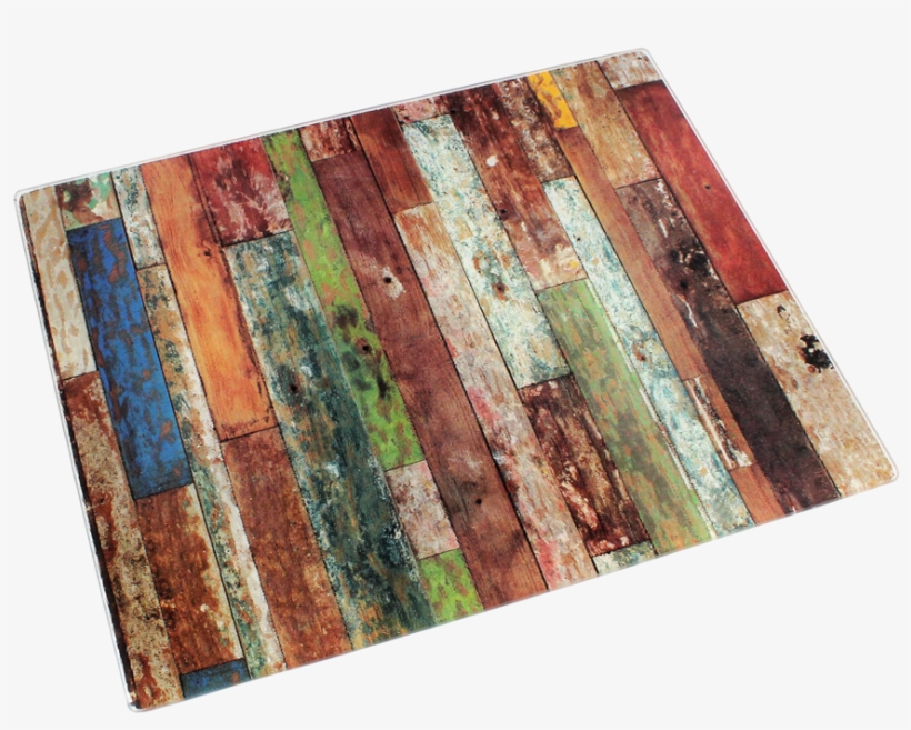 Multi-color Plank Glass Cutting Board - Brownlow Gifts Woodgrain Multicolor Glass Cutting Board, transparent png #1077253