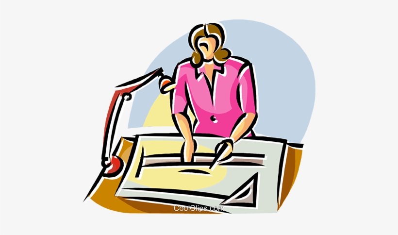 Architect Working On A Drafting Table Royalty Free - Vector Graphics, transparent png #1077324