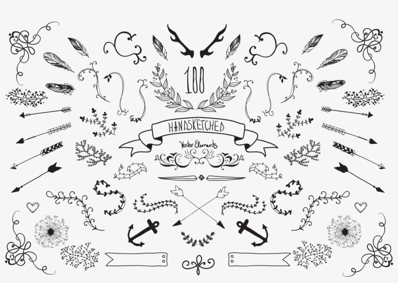 100 Handsketched Vector Elements Example Image - Hand Sketched Vector Elements Png, transparent png #1077758