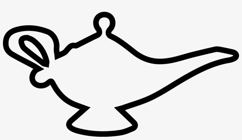 Genie Jinn Drawing Line Art Clip Art - Black And White Genie Lamp, transparent png #1078409