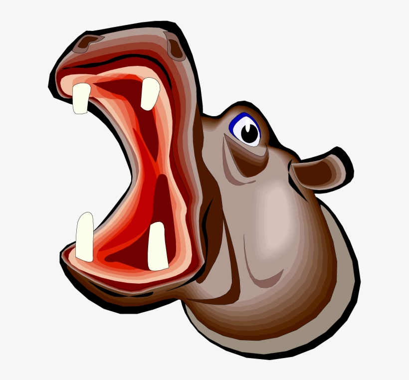 Hippopotamus Clipart Girl Hippo - Hippo Open Mouth Cartoon, transparent png #1078734