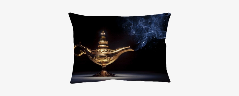 Magic Aladdin's Genie Lamp On Black With Smoke Pillow - Aladdin Disney Live Action Movie Poster, transparent png #1078794