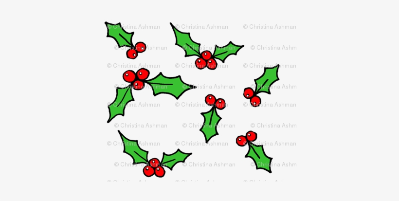 Holly Leaves And Berries, transparent png #1078991