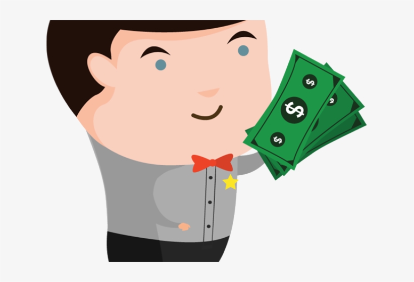 Money Cartoon - Cartoon Man Holding Money, transparent png #1079221