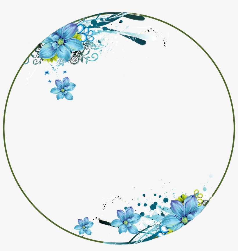 Flowers, Blue, Circle Frame Pink Floral Background, - Blue Flower Circle Frame, transparent png #1081170