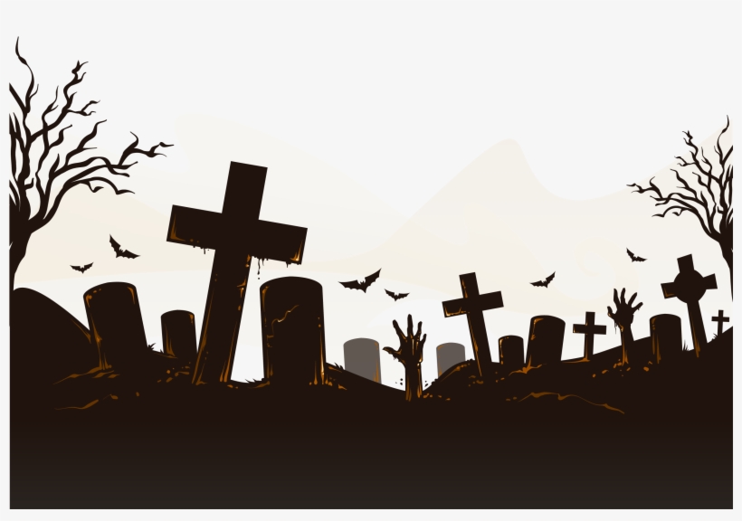 Cemetery Vector Halloween Png Download - Halloween Cemetery Png Vectors, transparent png #1082596