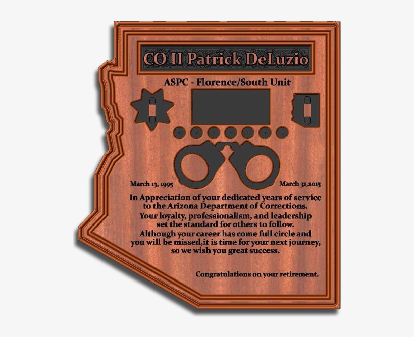 Corrections Officer Retirement Plaque Free Transparent PNG Download