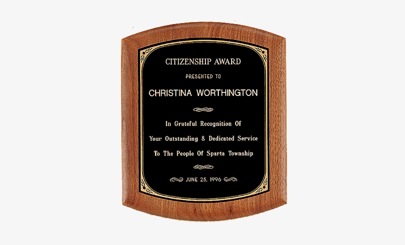 Plaque, Plaques, Premium Wood-made In Usa - 9 1/2 X 11 1/2 Solid American Walnut Plaque W/ A Black, transparent png #1083183