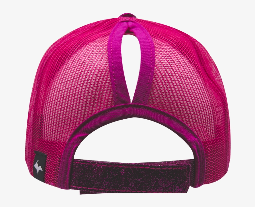Hat - "u - P - Silhouette" Women's Hot Pink Glitter - Adult C.c Messy Ponytail Adjustable Mesh Trucker Baseball, transparent png #1085345