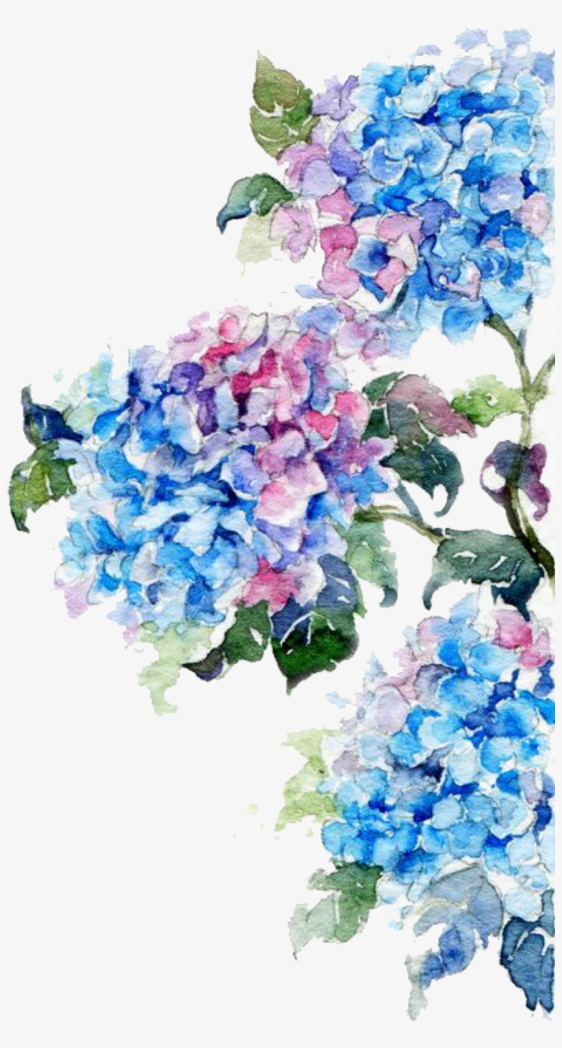 Ftestickers Flowers Border Edging Springcolors - Watercolor Flowers Blue Png, transparent png #1085948