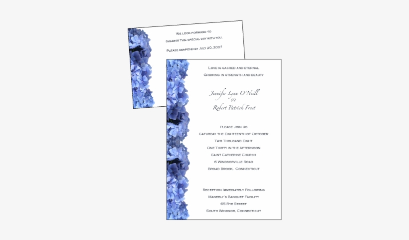 Blue Hydrangeas Invitation - Blue Hydrangea Wedding Invitations, transparent png #1086733