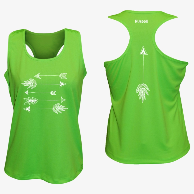 Women's Reflective Tank Top Shirt Arrows - Neon Green Running Vest, transparent png #1087062