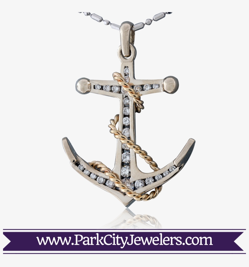Diamond Anchor And Golden Rope Necklace - Snowflake Necklace Gold Diamond, transparent png #1087719