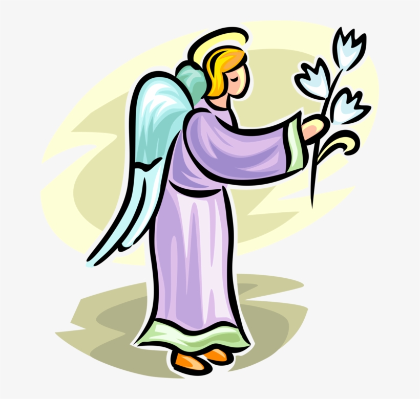 Vector Illustration Of Angelic Spiritual Winged Angel - Easter Lily, transparent png #1088276