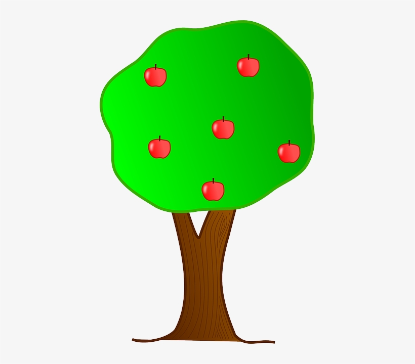 Apple, Apples, Tree - Cartoon Tree With Apples, transparent png #1088584