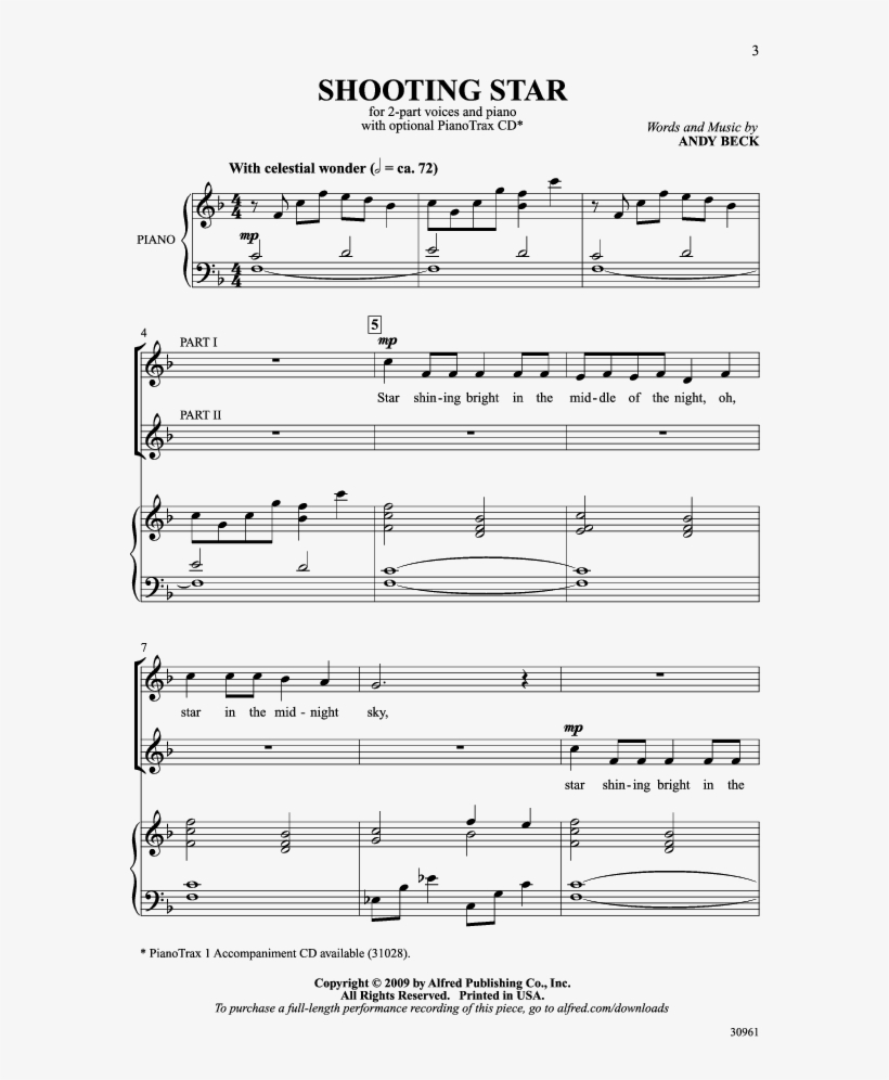 Shooting Star Thumbnail Shooting Star Thumbnail Shooting - Shooting Stars Sheet Music Easy, transparent png #1088956