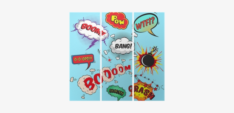 Comic Speech Bubbles Design Elements Collection Triptych - Comic Pop Wall Mural, transparent png #1089249