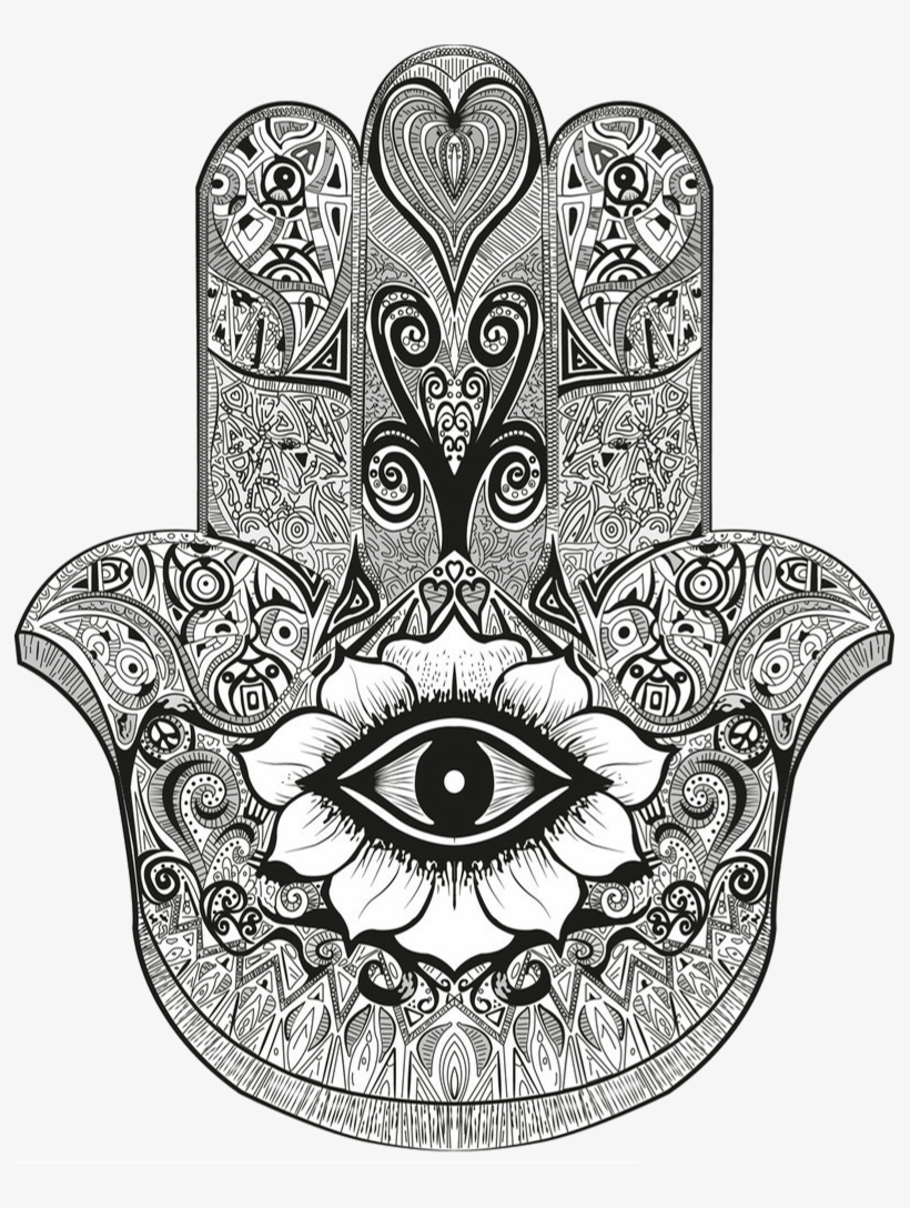 Hamsa, Searching, Makeup Storage, Evil Eye, Mandala, - Hamsa Art Black And White, transparent png #1089303
