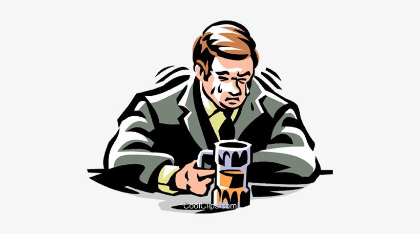 Man Crying In His Beer Royalty Free Vector Clip Art - Man Crying In His Beer, transparent png #1089964