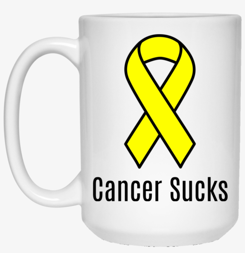 Cancer Sucks Yellow Ribbon Cancer Awareness 15 Oz - Cancer Sucks Emerald Green Liver Awareness Ribbon Coffee, transparent png #1090082