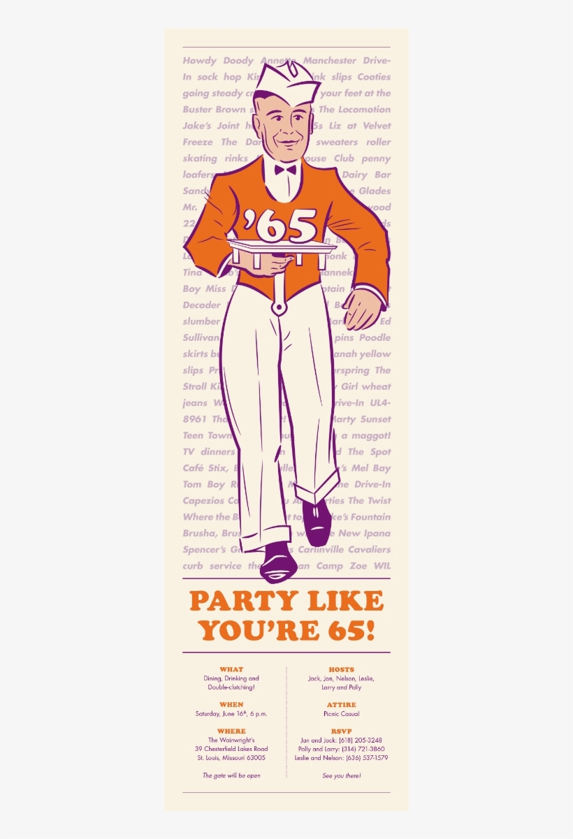 Party Like You're 65 Birthday Party Invitation, transparent png #1090201
