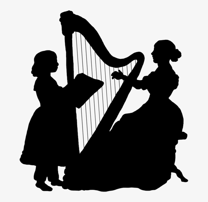 Woman Playing The Harp Silhouette - Lady Playing Harp Silhouette, transparent png #1090728