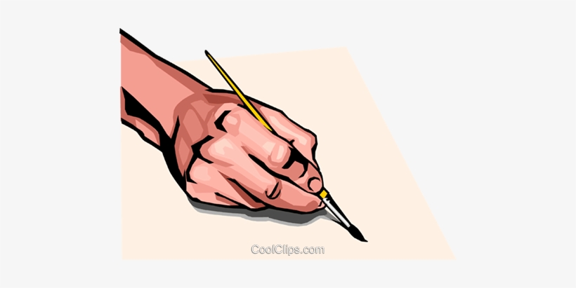 Hand With Paint Brush Royalty Free Vector Clip Art - Hand Holding A Paintbrush, transparent png #1091159