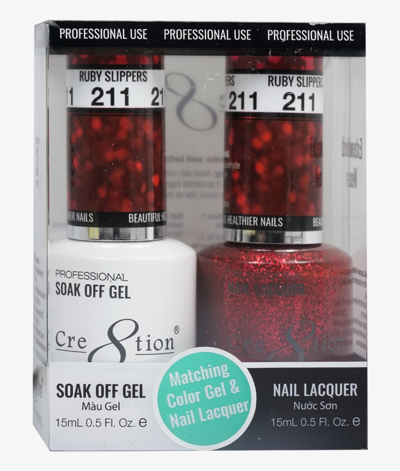 Cre8tion Matching Color Gel & Nail Lacquer 211 Ruby - Lacquer, transparent png #1091683
