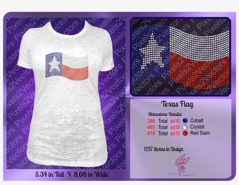 Texas Flag Rhinestone Design Digital Download - Sewing Machine, transparent png #1092445