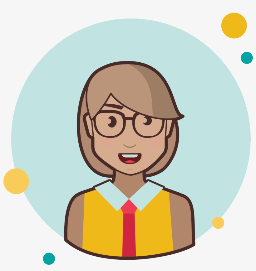 Short Hair Business Lady With Glasses Icon - Cartoon, transparent png #1092654