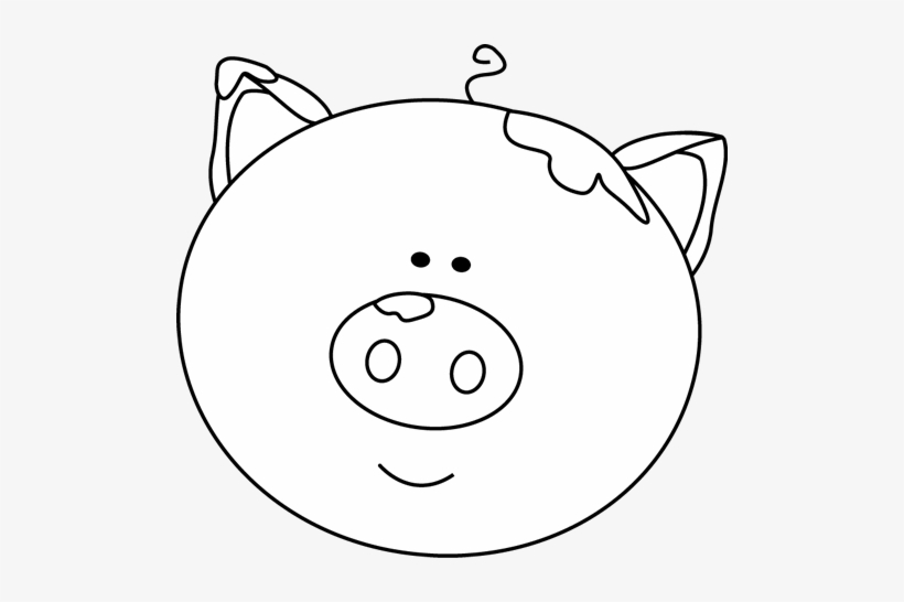 Pig Clipart Pig Head - Pig Head Clip Art Black And White, transparent png #1092718