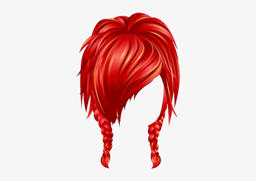 High School Spiky Pigtails Red - Red Hair Wig Clipart, transparent png #1093026