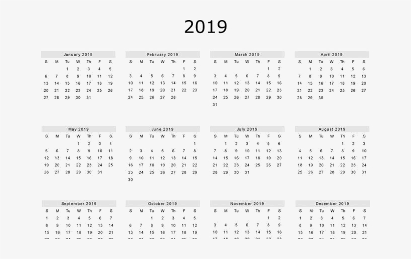 2019 Calendar Png Clipart - 2019 Year Calendar Printable, transparent png #1094316
