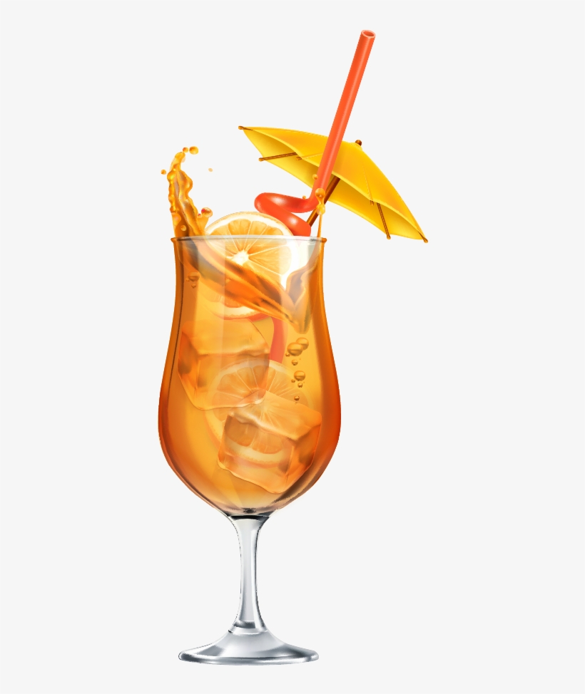 Cocktail Spritz Martini Cartoon Iced Lemon Juice - Cocktail Ice Png, transparent png #1094893