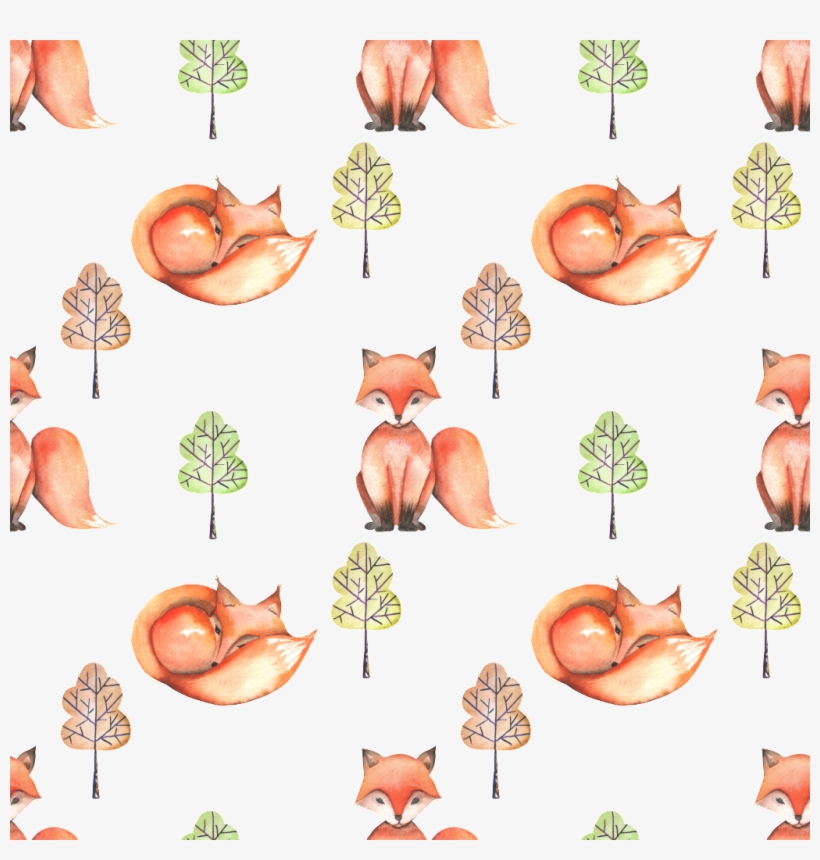 Cute Little Fox Background Illustration Png Transparent - Watercolor Painting, transparent png #1095148