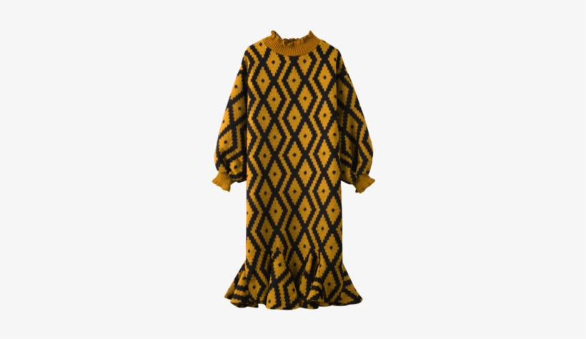 Over-sized Patterned Sweater Dress With Peter Pan Collar - David Trubridge, transparent png #1095565