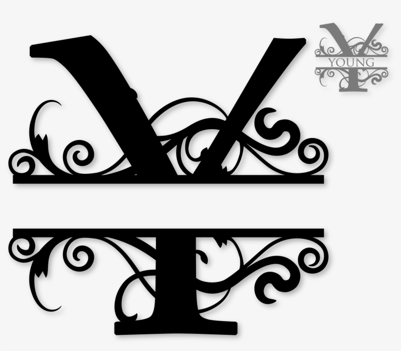 Flourished Split Monogram Y - T Split Monogram Svg, transparent png #1095908