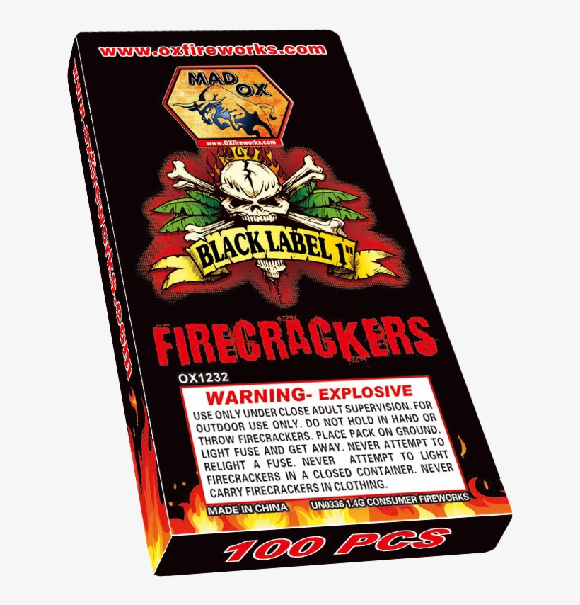 Black Label 1" Firecrackers 100 Pack - Fireworks, transparent png #1096651