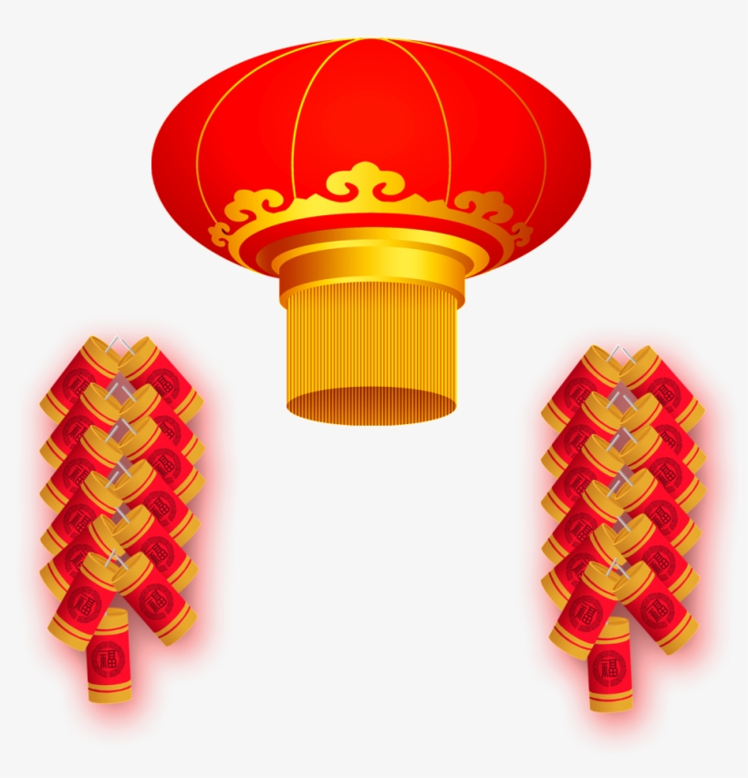 Cartoon Decoration Vector About Red, Lanterns, Firecrackers, - Firecracker, transparent png #1096680