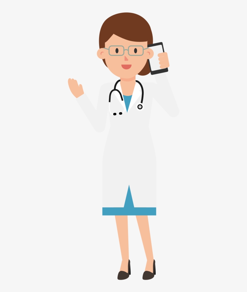 Open - Doctor On Phone Cartoon, transparent png #1098173