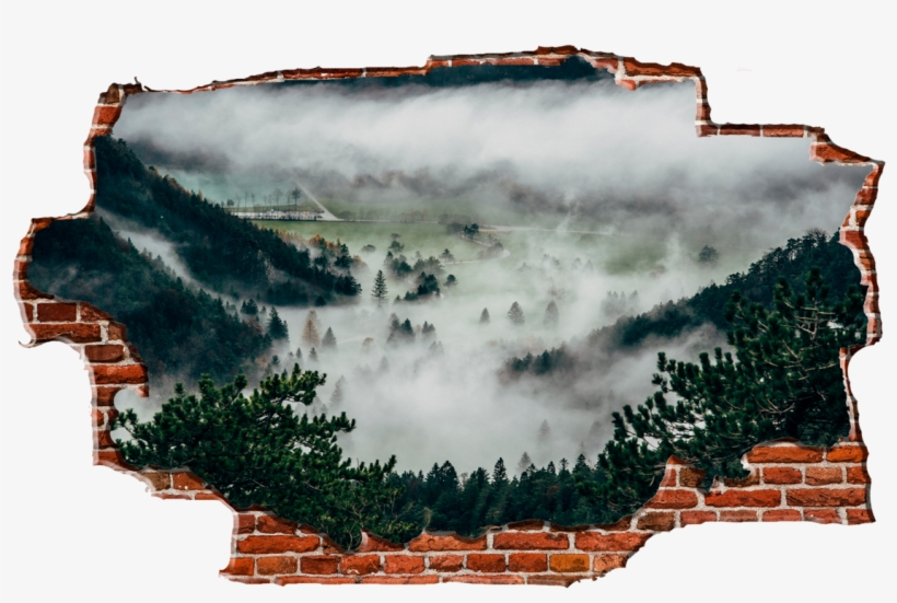Zapwalls Decals Foggy Forest Hills Breaking Wall Nature - Fog, transparent png #1099885