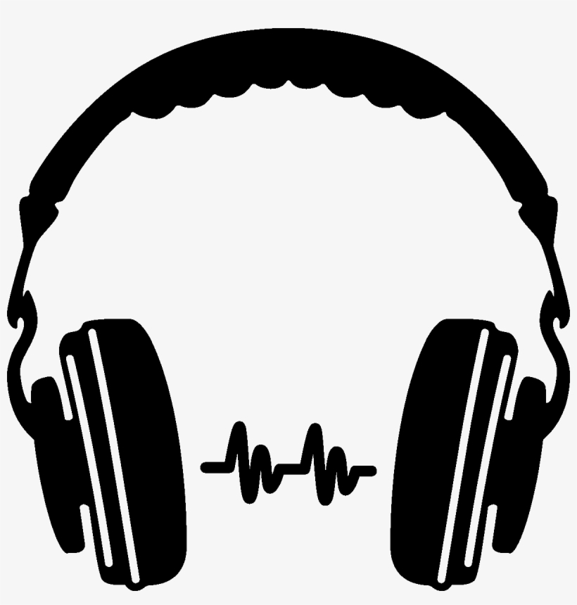 Dj Silhouette Png Black And White Stock - Headphones Png, transparent png #110043