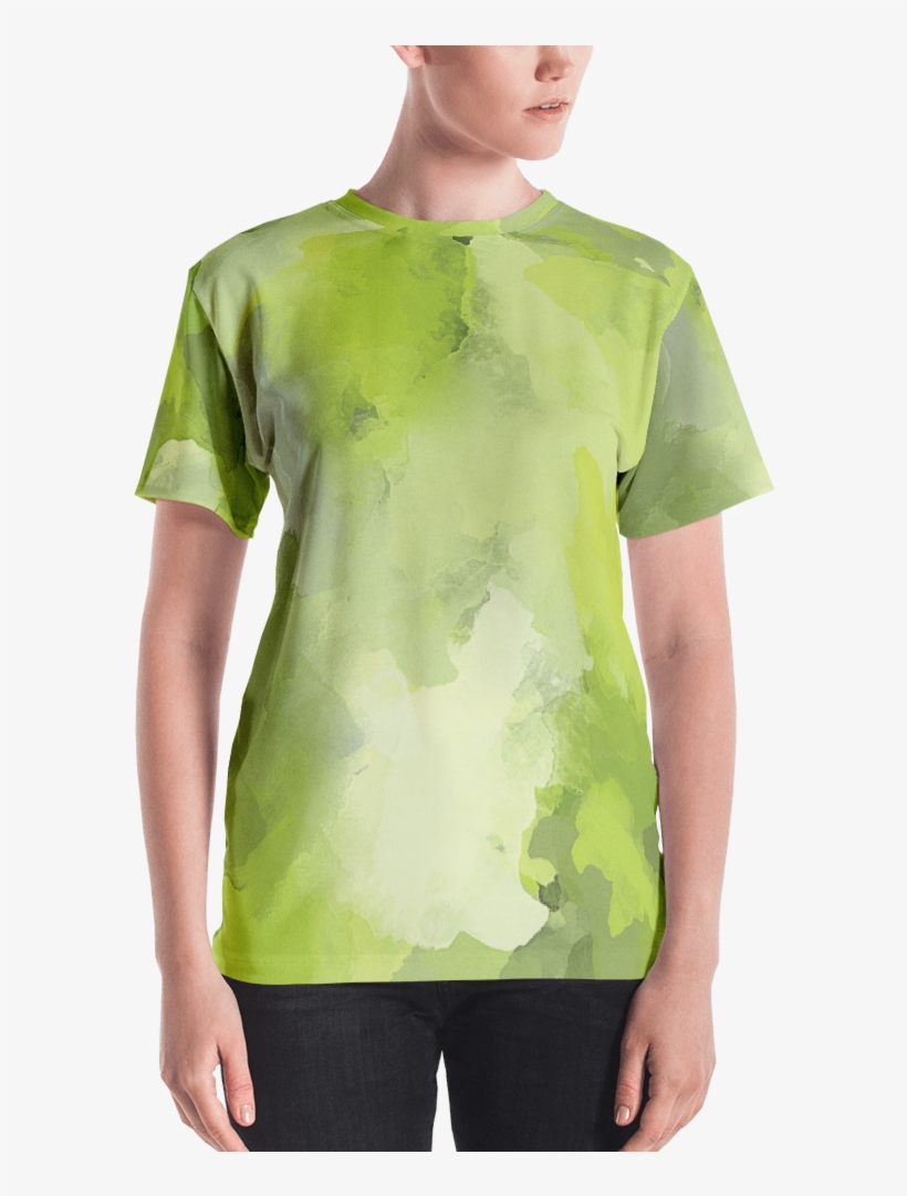 Apple Green Watercolor Women's T Shirt T Shirt Zazuze - T-shirt, transparent png #110634