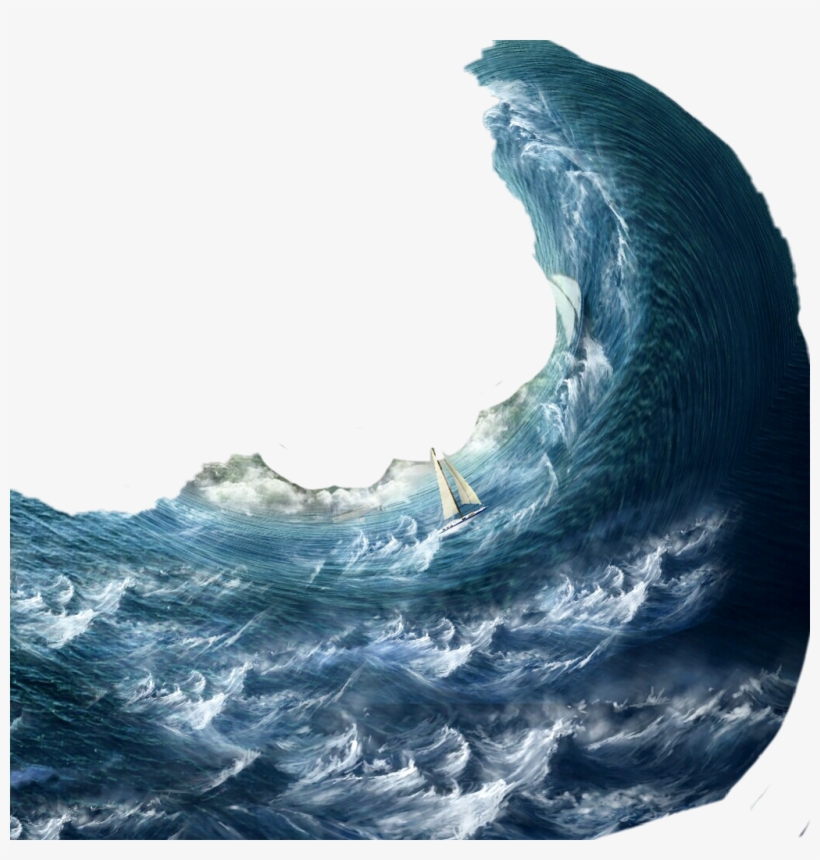 Svg Library Download Wave Boat Sea Storm Ocean - Storm Sea Waves Night Moon Painting Art Nature 24x18, transparent png #110680