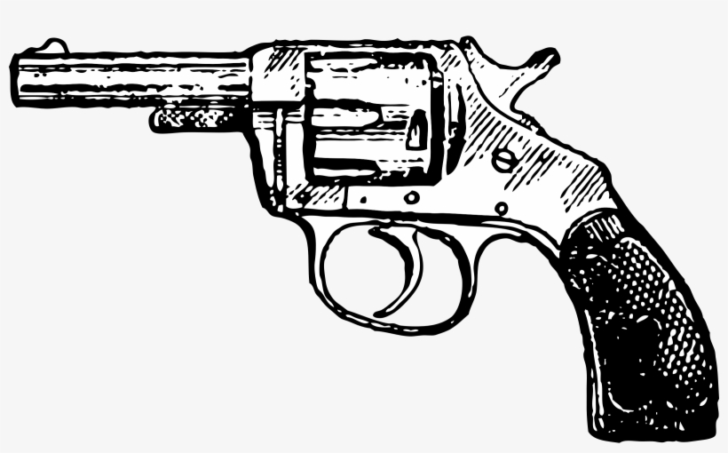 Handgun Drawing Clipart - Black And White Clipart Of Gun, transparent png #111397