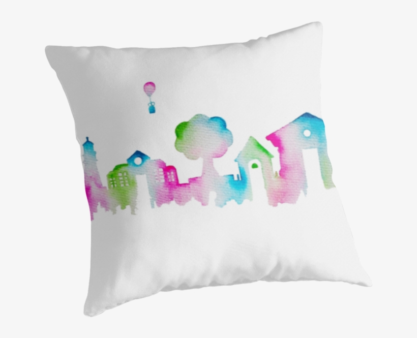 A Watercolor Skyline Of All The Popular Monuments From - Penn State University Nittany Lions Throw Pillow, Initials, transparent png #111567