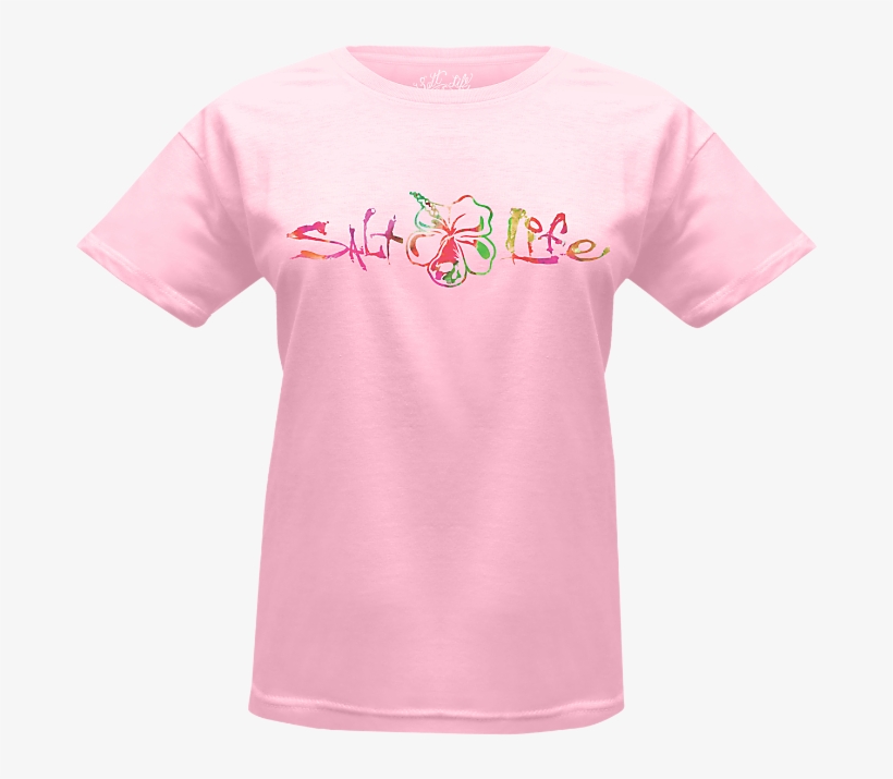 Watercolor Hibiscus Tee Shirt - Salt Life, transparent png #112000