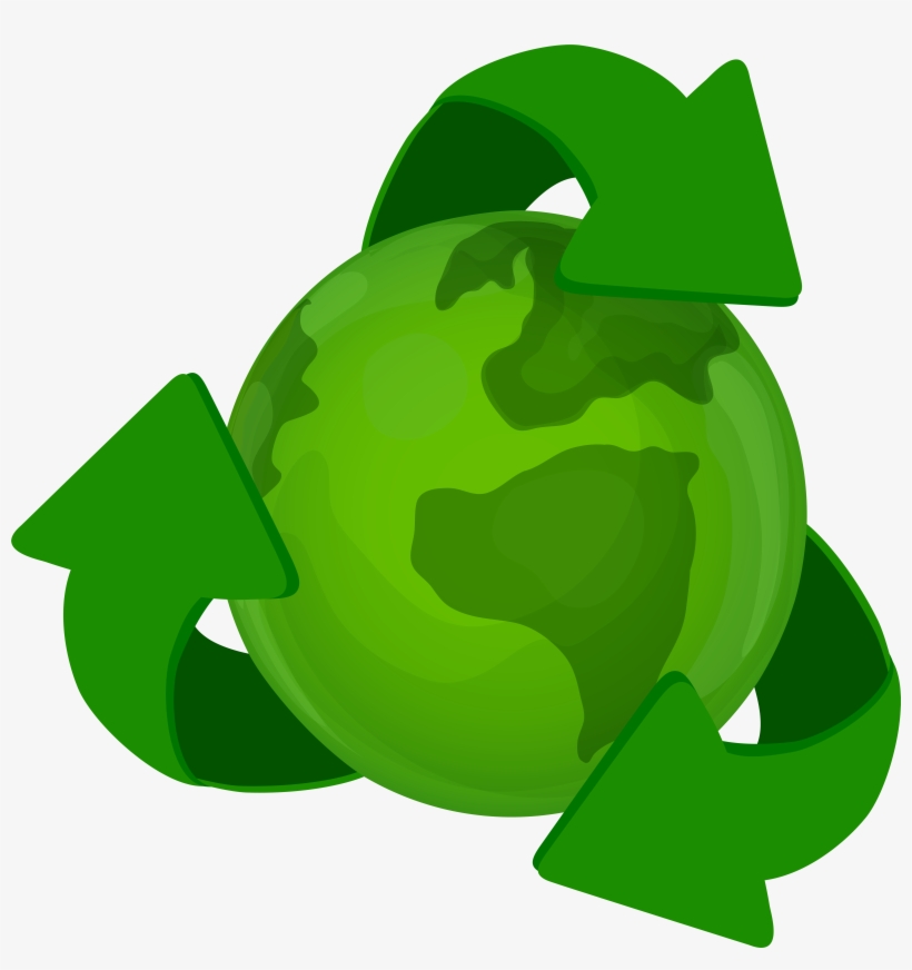 Green Earth Planet With Recycle Symbol Png Clip Art, transparent png #112024
