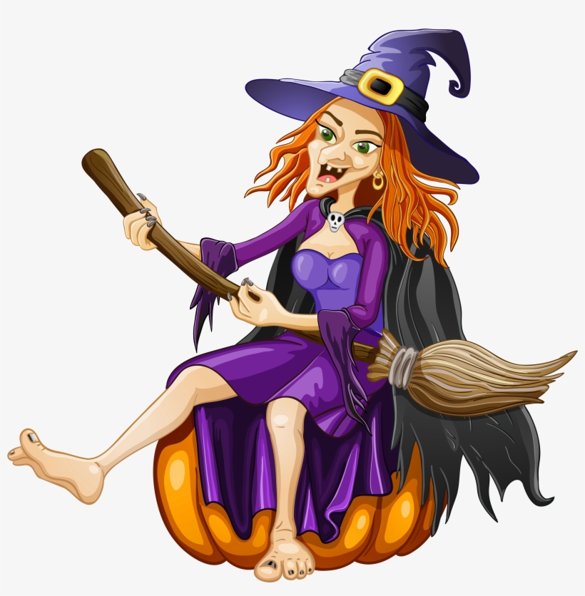 Halloween Witch With Pumpkin Png Clipart - Halloween Witch With Pumpkin Png, transparent png #112211