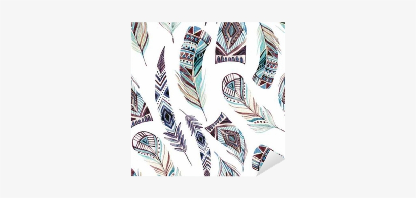 Watercolor Decorated Tribal Feathers Seamless Pattern - Art Print: Tanycya's Watercolor Tribal Feather Set,, transparent png #112698